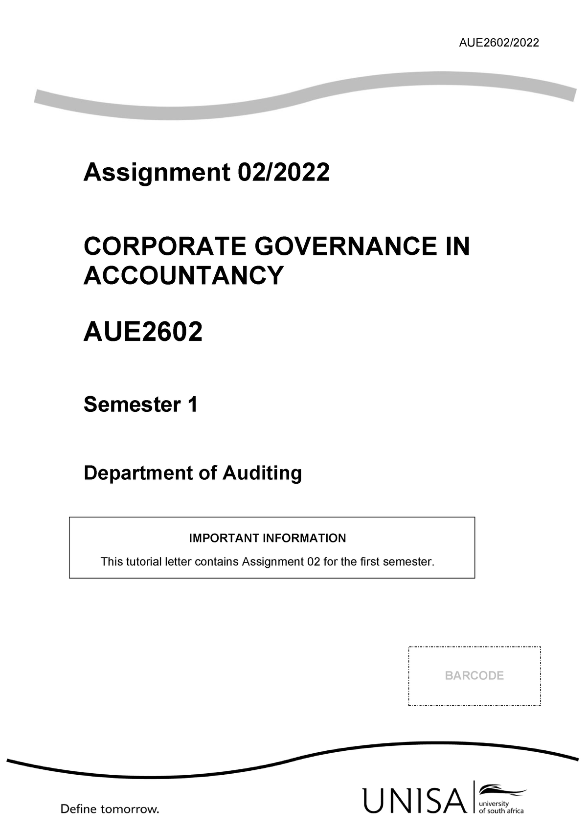 AUE2602 2022 Assignment 2 Final 2022 - AUE2602/ Assignment 02/202 2 ...