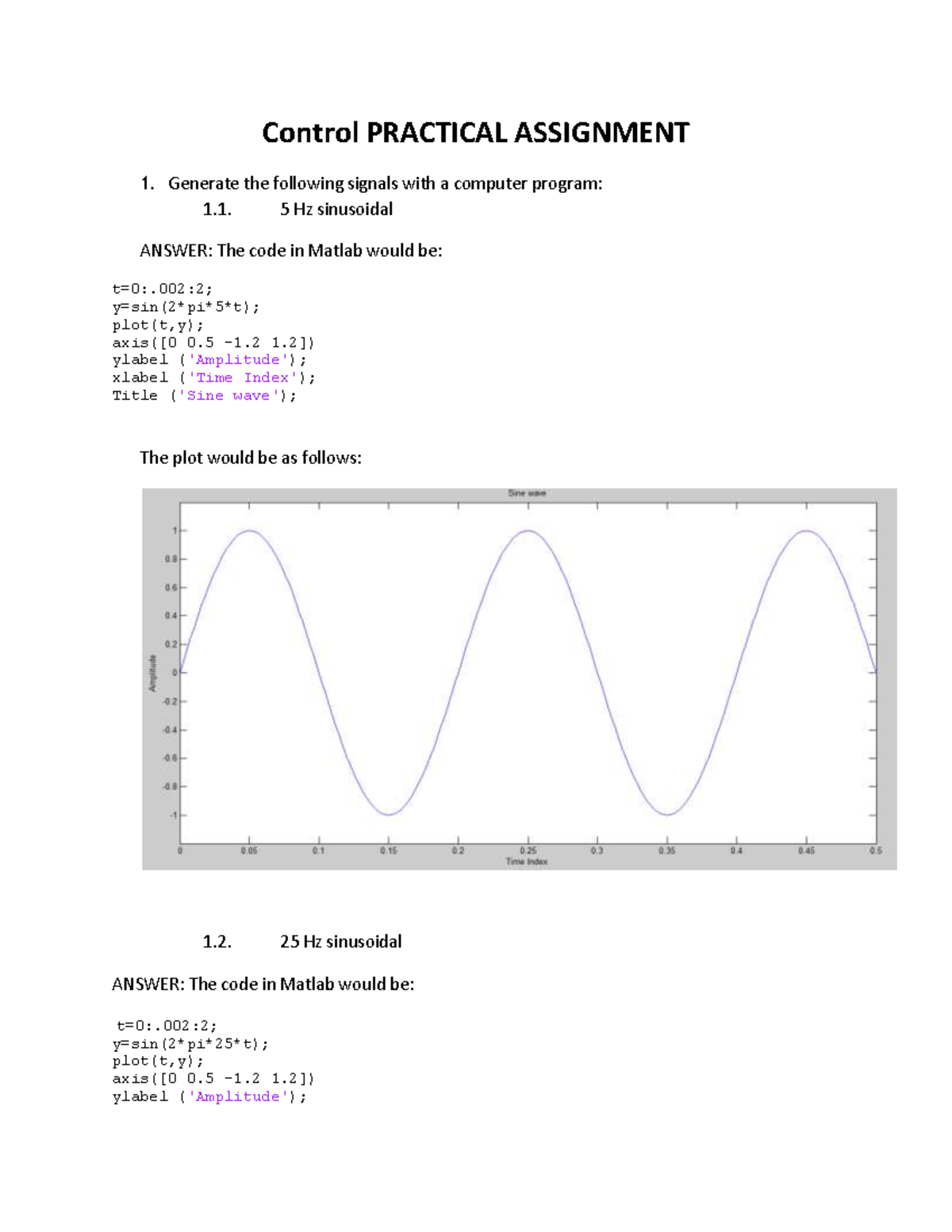 Control Practical Assignment - Warning: TT: Undefined Function: 32 ...