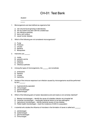 CH-03 Test Bank - Test Practice Questions To Study For Microbiology ...