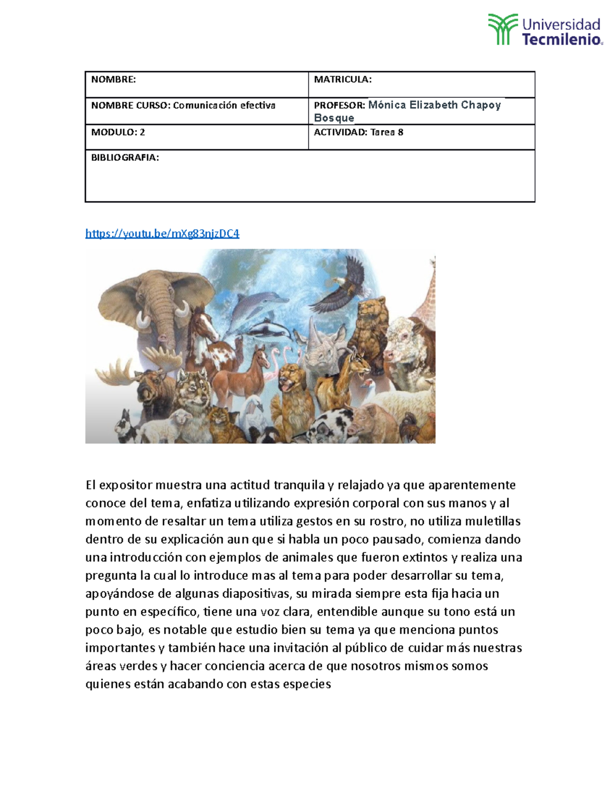 Tarea 8 comunicacion efectiva - NOMBRE: MATRICULA: NOMBRE CURSO ...