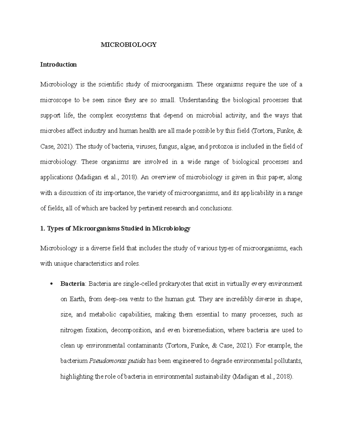 Microbiology - MICROBIOLOGY Introduction Microbiology is the scientific ...