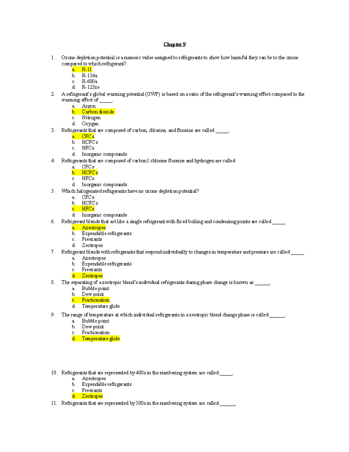 Modern Refrigeration&Air Chapter 9 Review Chapter 9 Ozone depletion