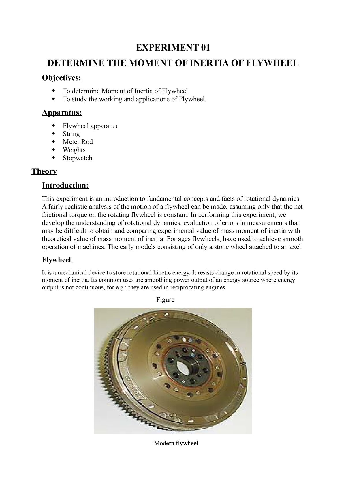 flywheel experiment report