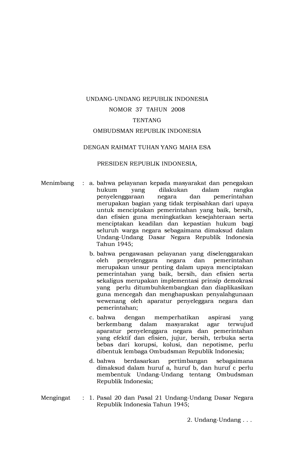 UU 2008 37 - Trfyfyjy7r - UNDANG-UNDANG REPUBLIK INDONESIA NOMOR 37 ...