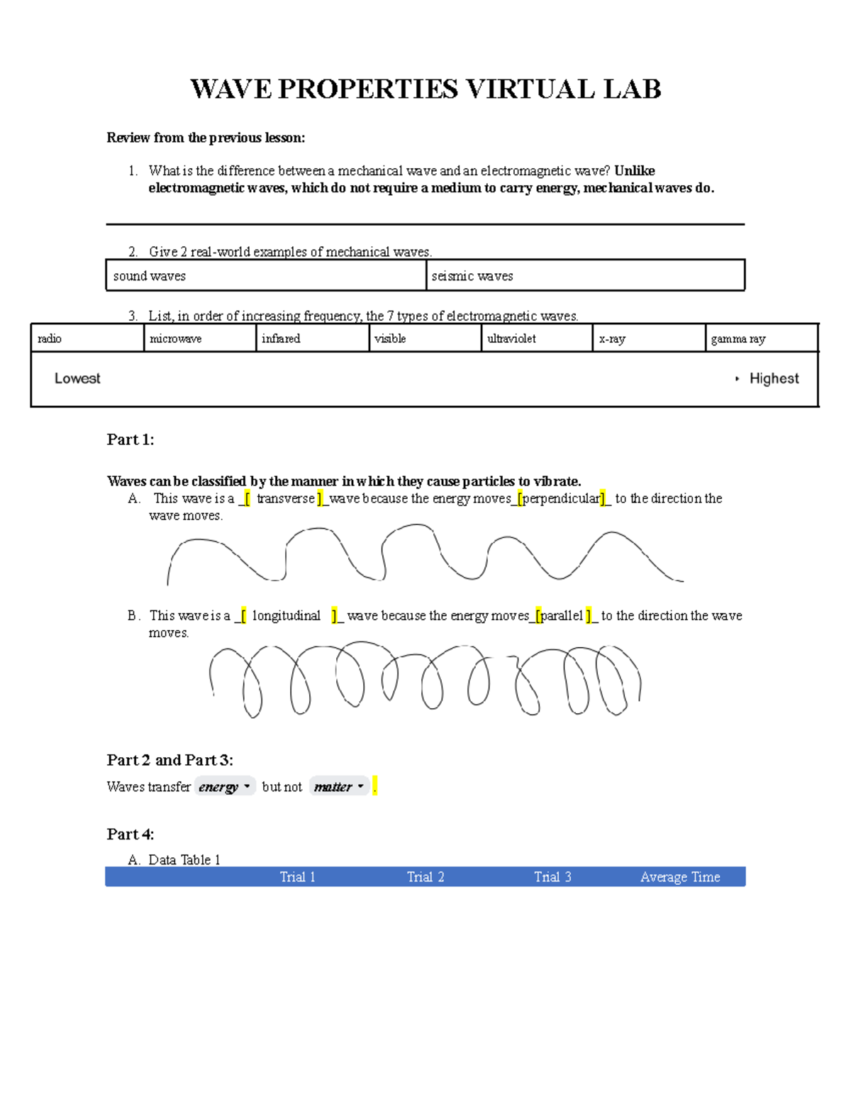 Copy of Wave Properties Virtual Lab WAVE PROPERTIES VIRTUAL LAB