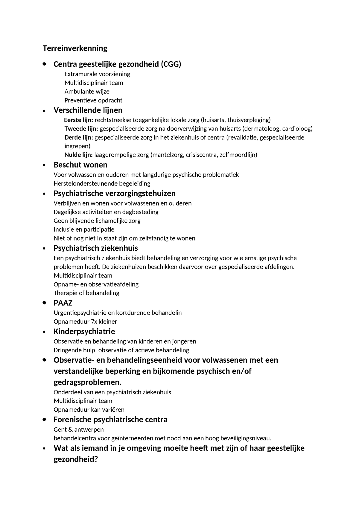 Terreinverkenning - Samenvatting Terrein En Beleid: MW, PW, SCW ...