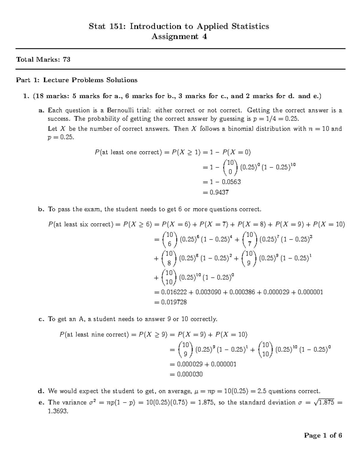 W2020 S151 A4 Solutions - Warning: TT: Undefined Function: 32 Warning ...