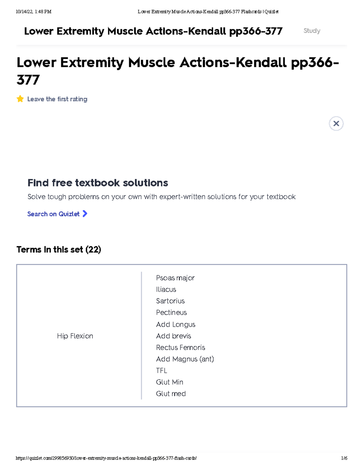Lower Extremity Muscle ActionsKendall pp366377 Flashcards Quizlet