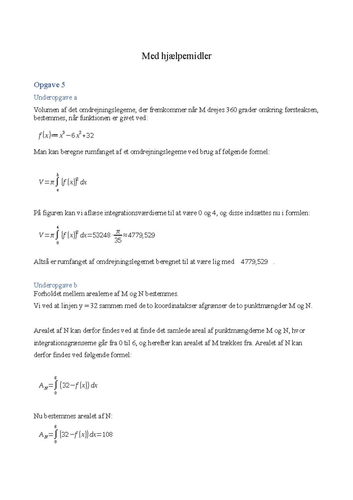 Matematik Prøve - Med Hjælpemidler - Med Hjælpemidler Opgave 5 ...