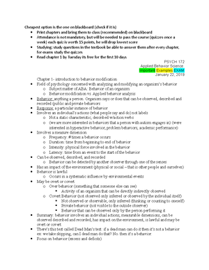 chapter 4 and 5 - PSYCH 172 Applied Behavior Analysis Important ...