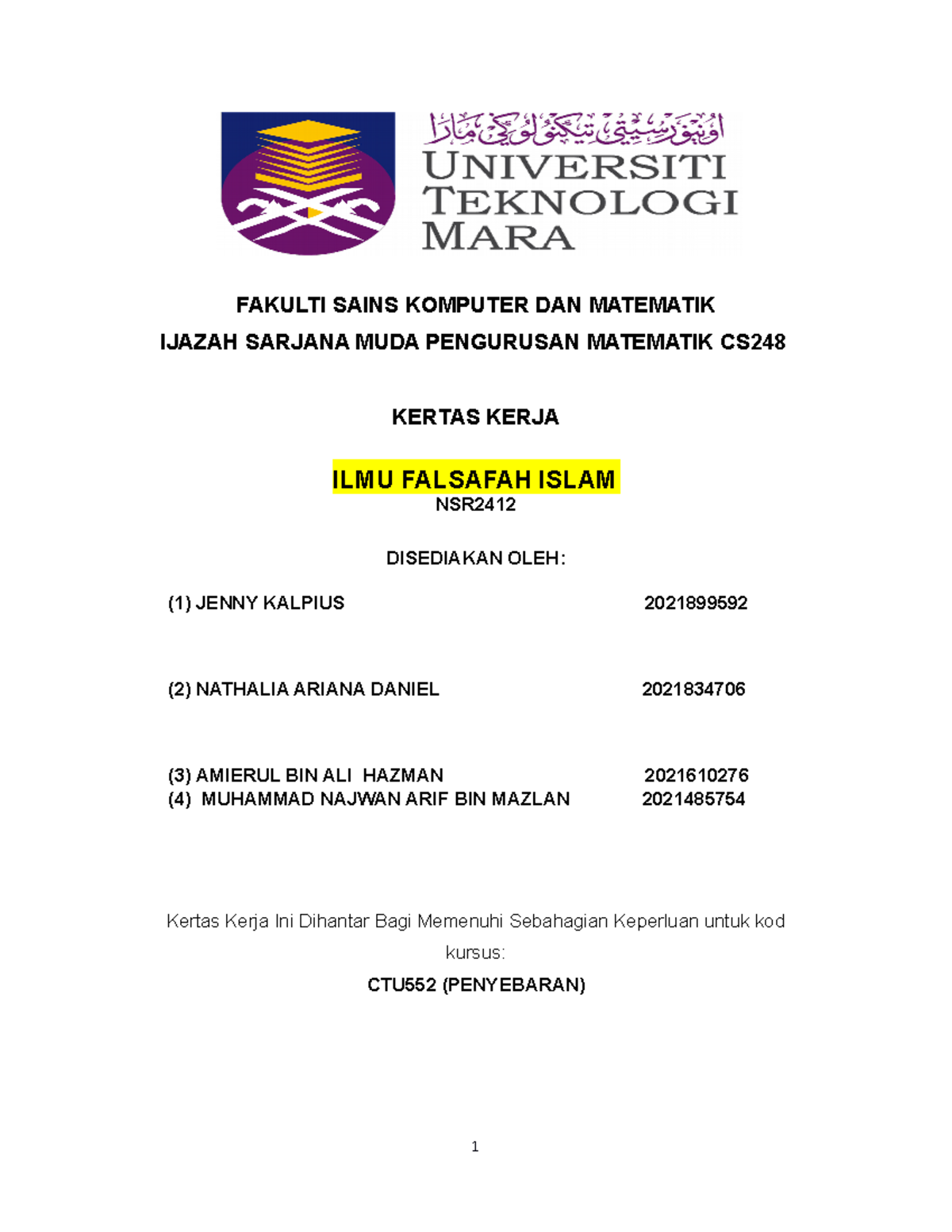 CTU552 (Assignment Sample And Marked. - FAKULTI SAINS KOMPUTER DAN ...