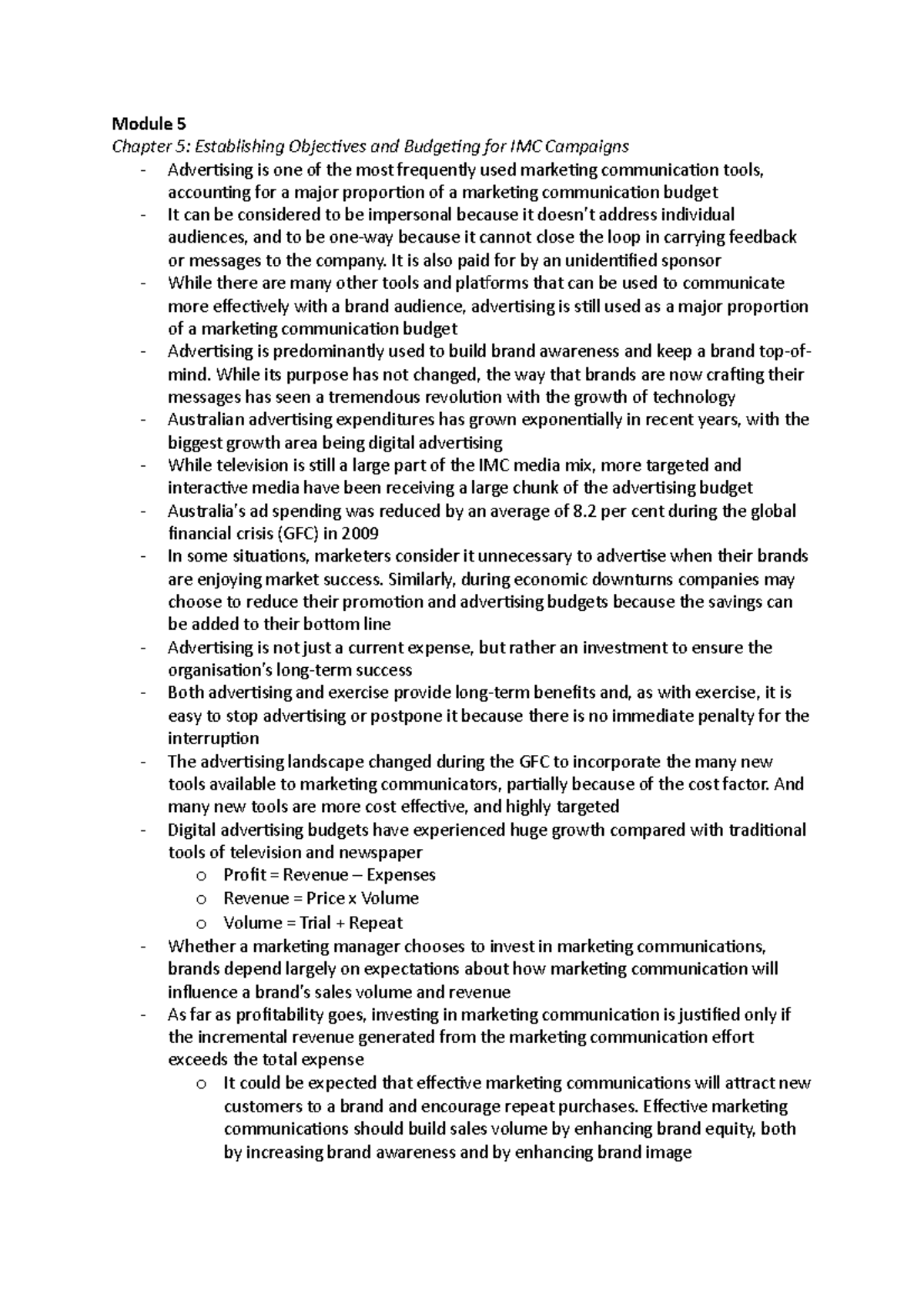 Marketing Communications Module 5 Module 5 Chapter 5 Establishing