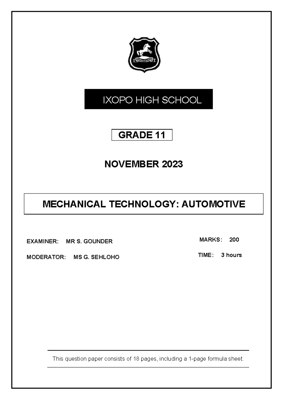 Automotive 2023 November Grade 11 - GRADE 11 NOVEMBER 20 23 MECHANICAL ...