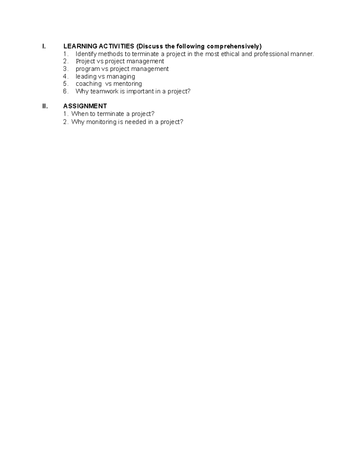 Proj.-Devt.-Mgmt.-Chapter-6.docx - I. LEARNING ACTIVITIES (Discuss the ...