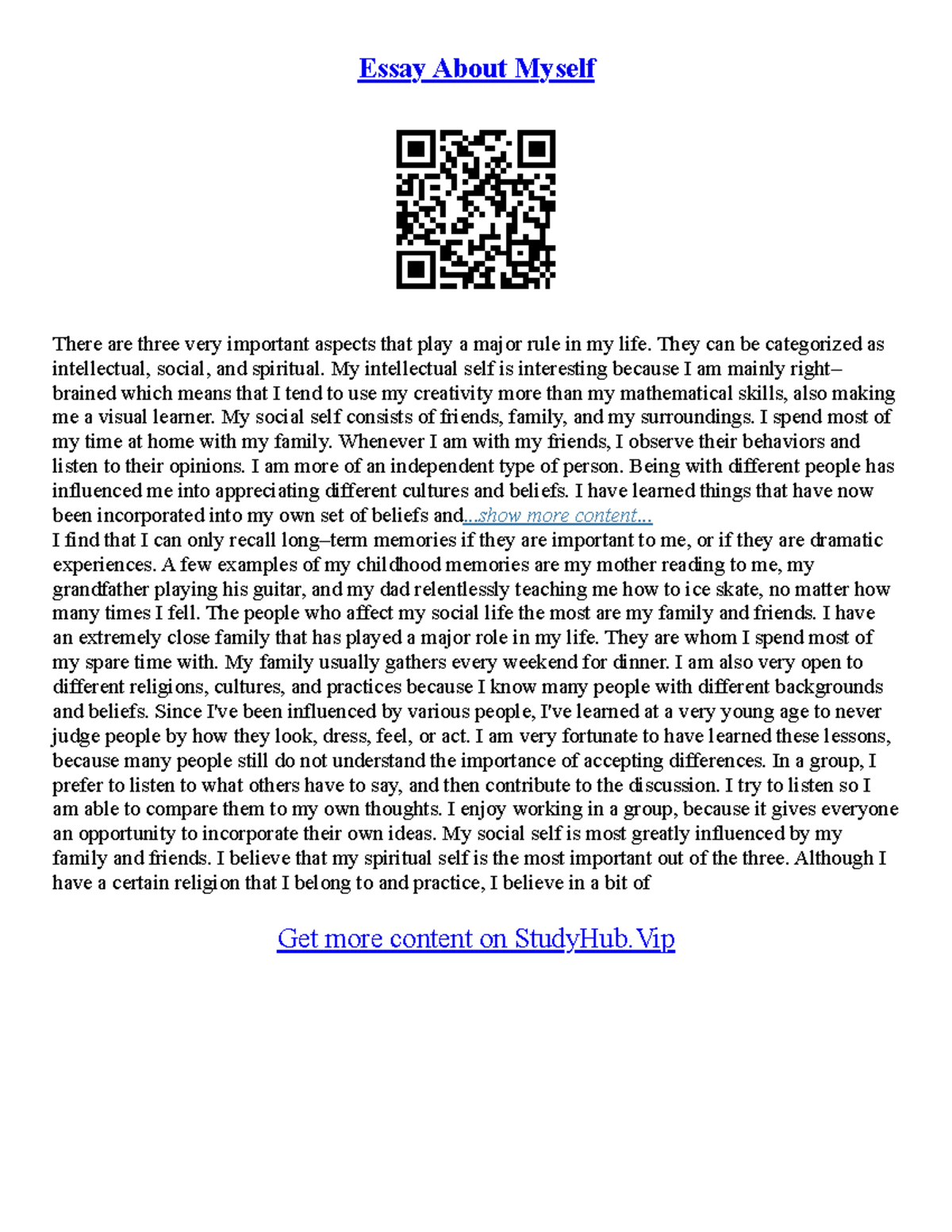 Writemyessay Com Essay About Myself There are three very important