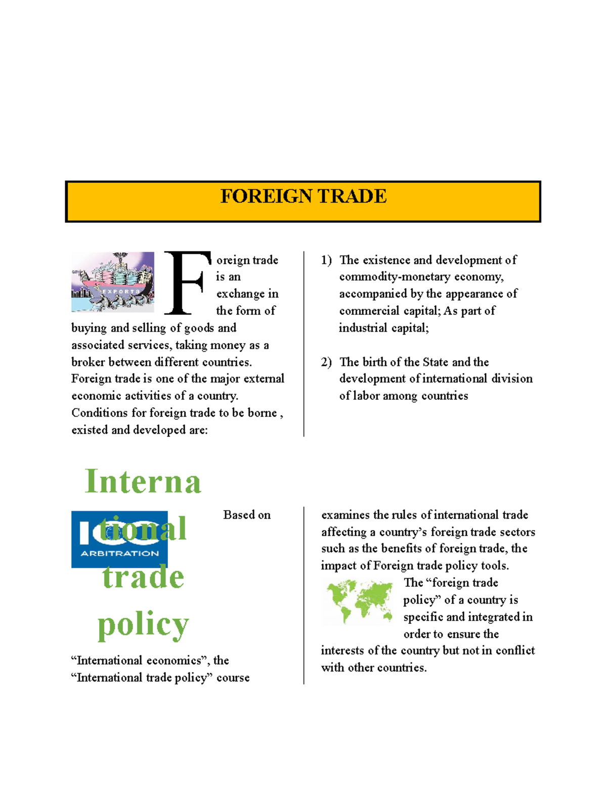 Foreign- Trade Bài Tập - FOREIGN TRADE Oreign Trade Is An Exchange In ...