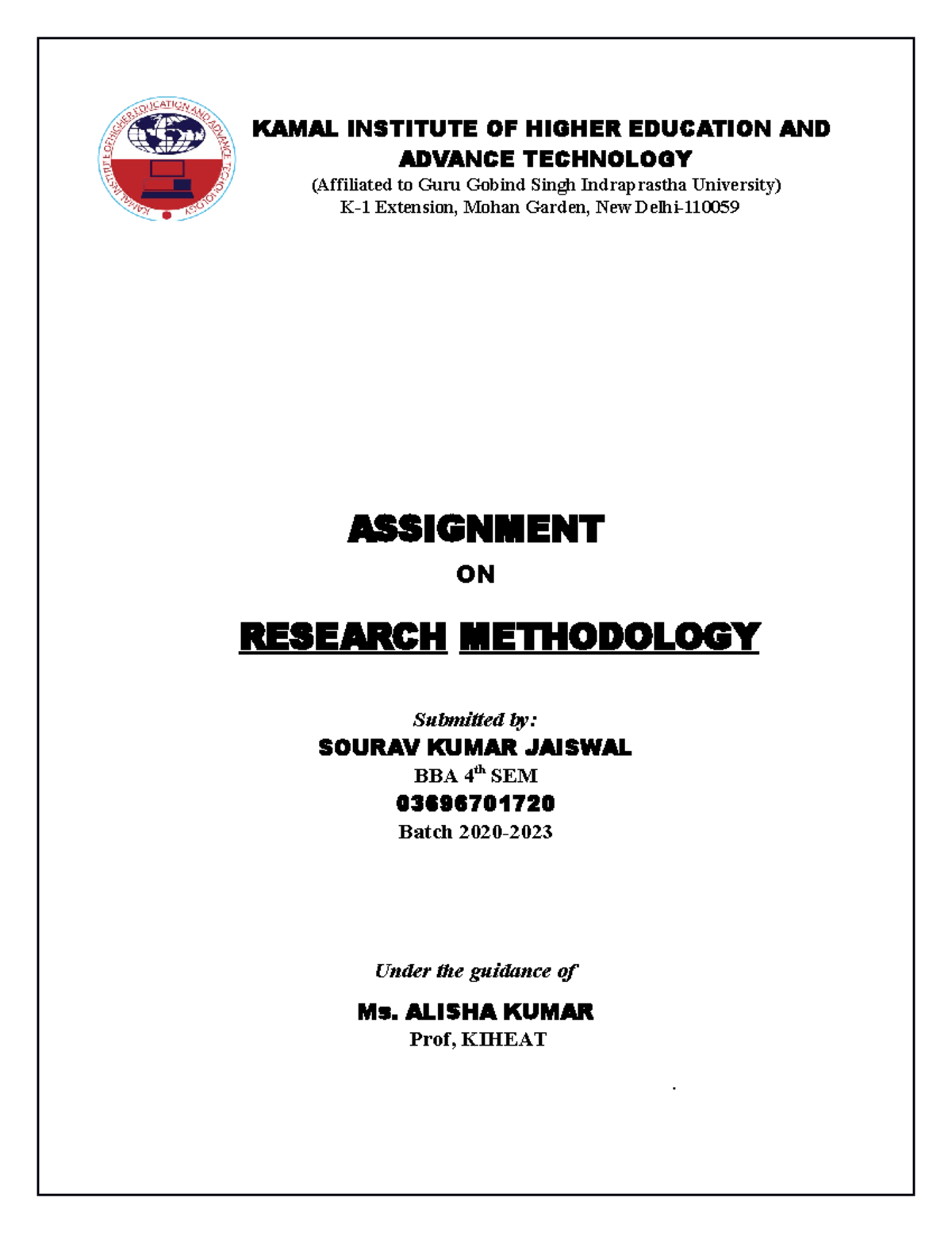 RM Assignment - BBA - IPU - Studocu
