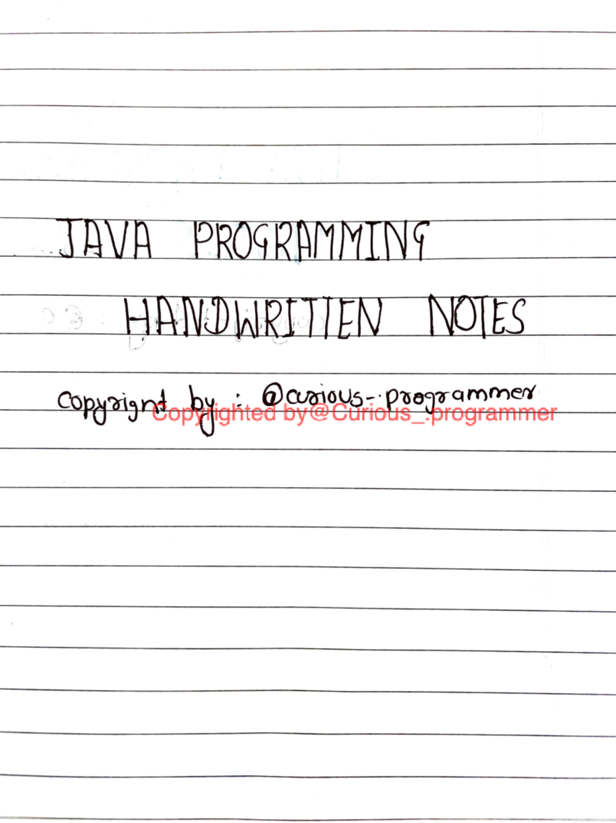 JAVA Handwritten Notes - JAVA PROGRAMMING HANDWRITTEN NOTES copyright ...