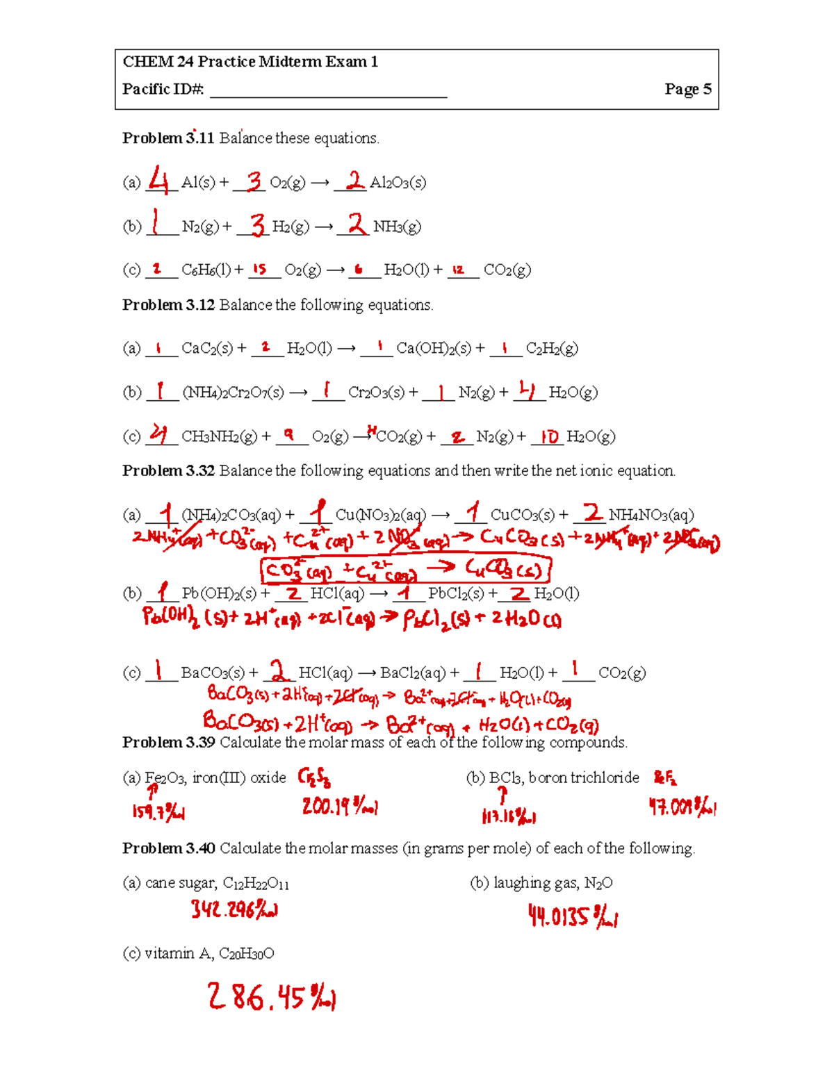 Chem24 2022spring midterm 1 practice solved Ch3 - CHEM 24 Practice ...