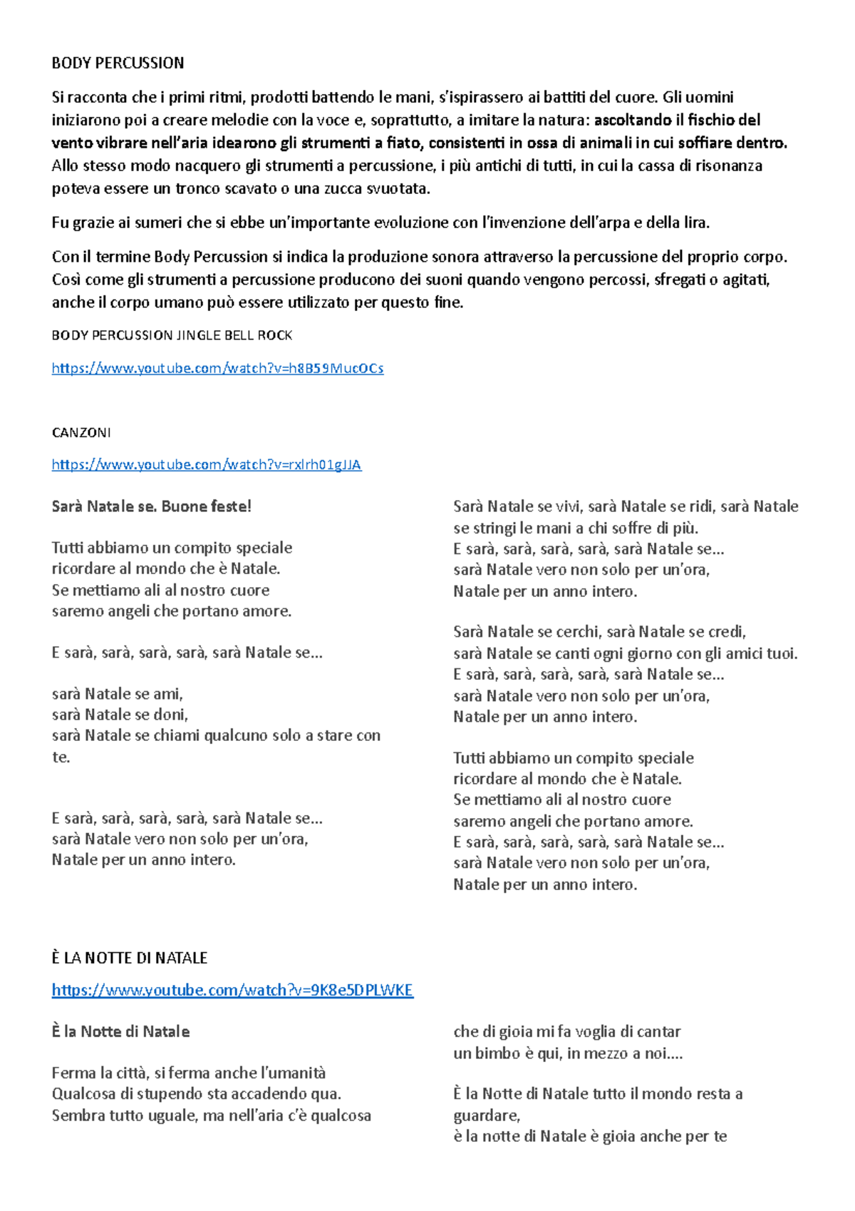 Body percussion natale BODY PERCUSSION Si racconta che i primi ritmi