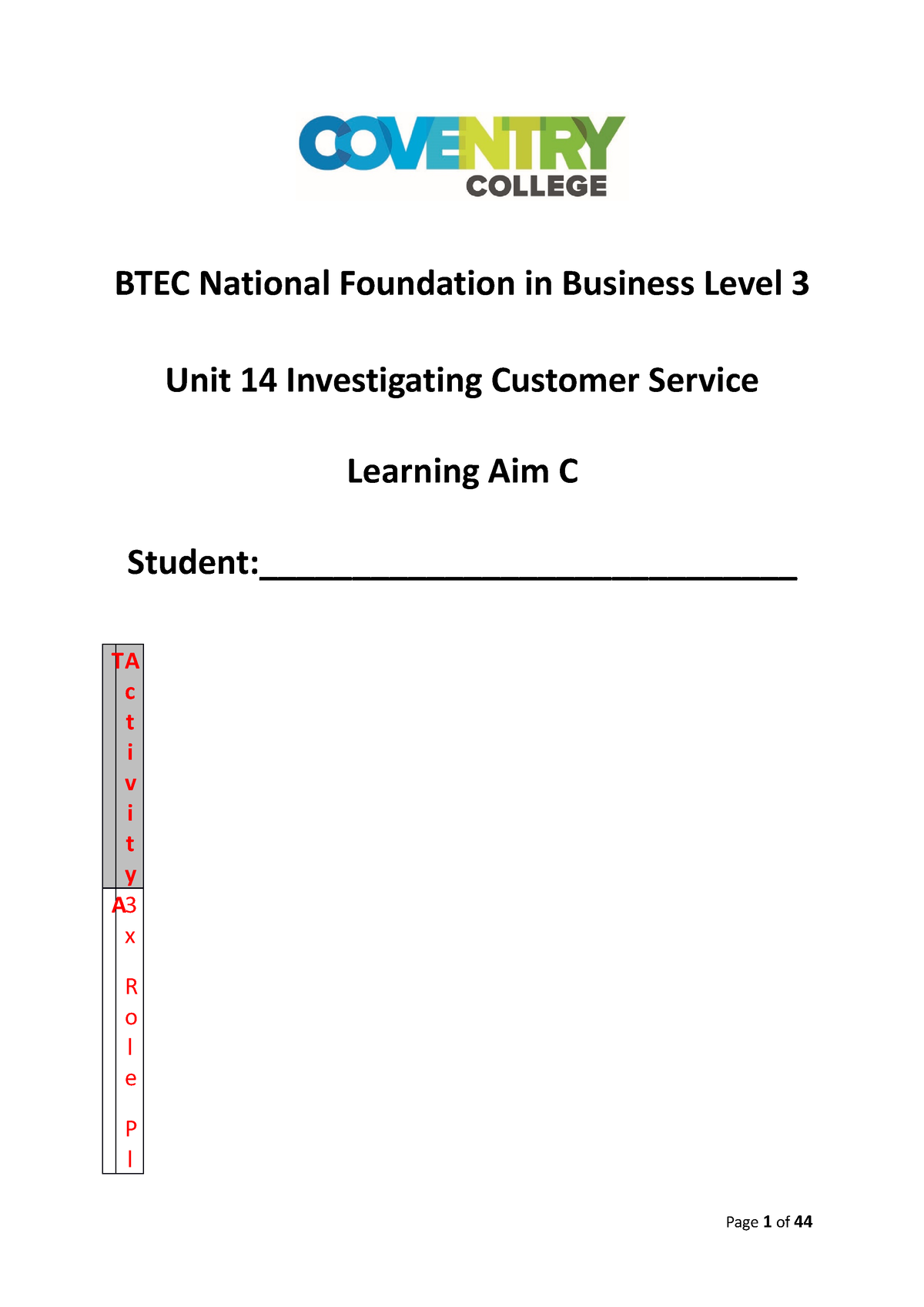 btec business level 3 unit 14 assignment 2