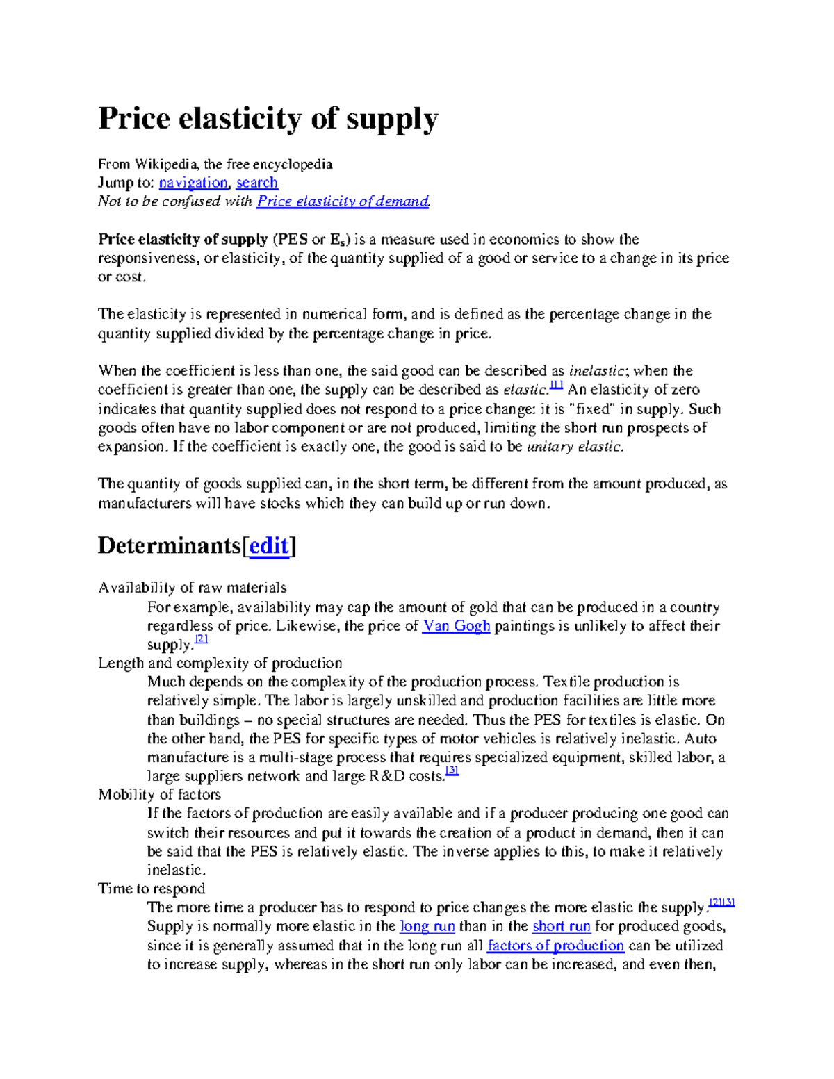 PES - Economics - Price elasticity of supply From Wikipedia, the free ...