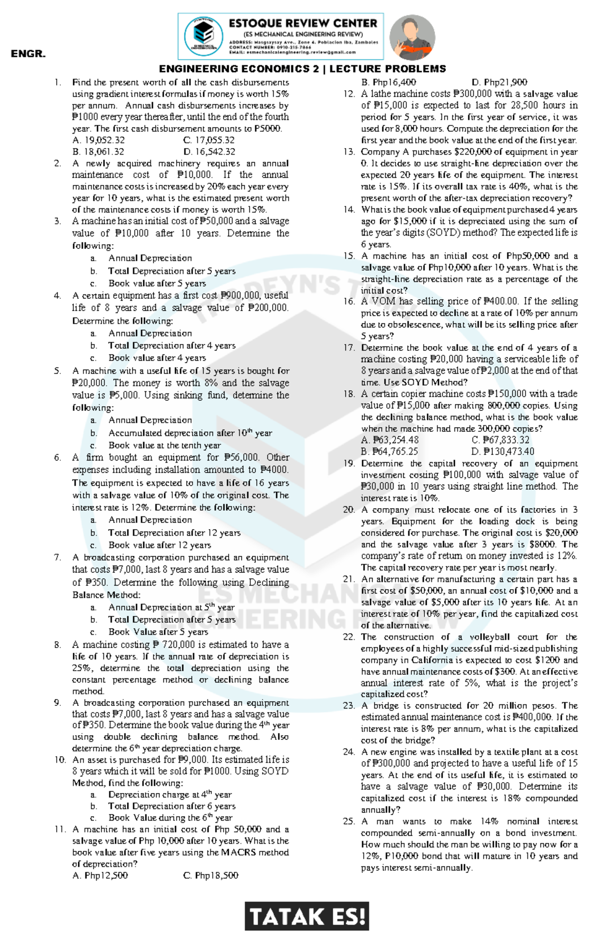 DAY 18 - Engineering Economics 2 l Lecture Problems - ENGINEERING ...