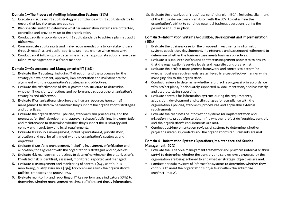 CISA Study Notes - LDKFJJJJJJJJJJJJJJJJJJJJJJJJJJJJJJJJJJJJJJGWPORJVIJF ...