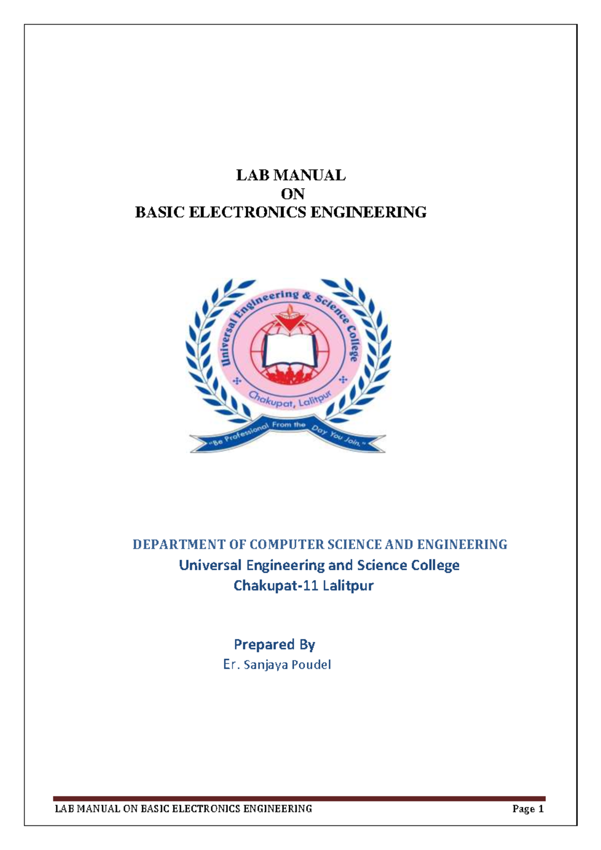 Basic electronics lab manaul - LAB MANUAL ON BASIC ELECTRONICS ...