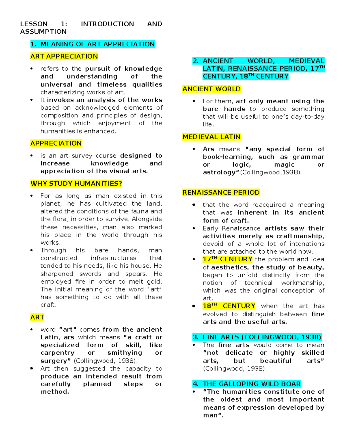 ART APP Reviewer - art appreciation pdf - LESSON 1: INTRODUCTION AND ...