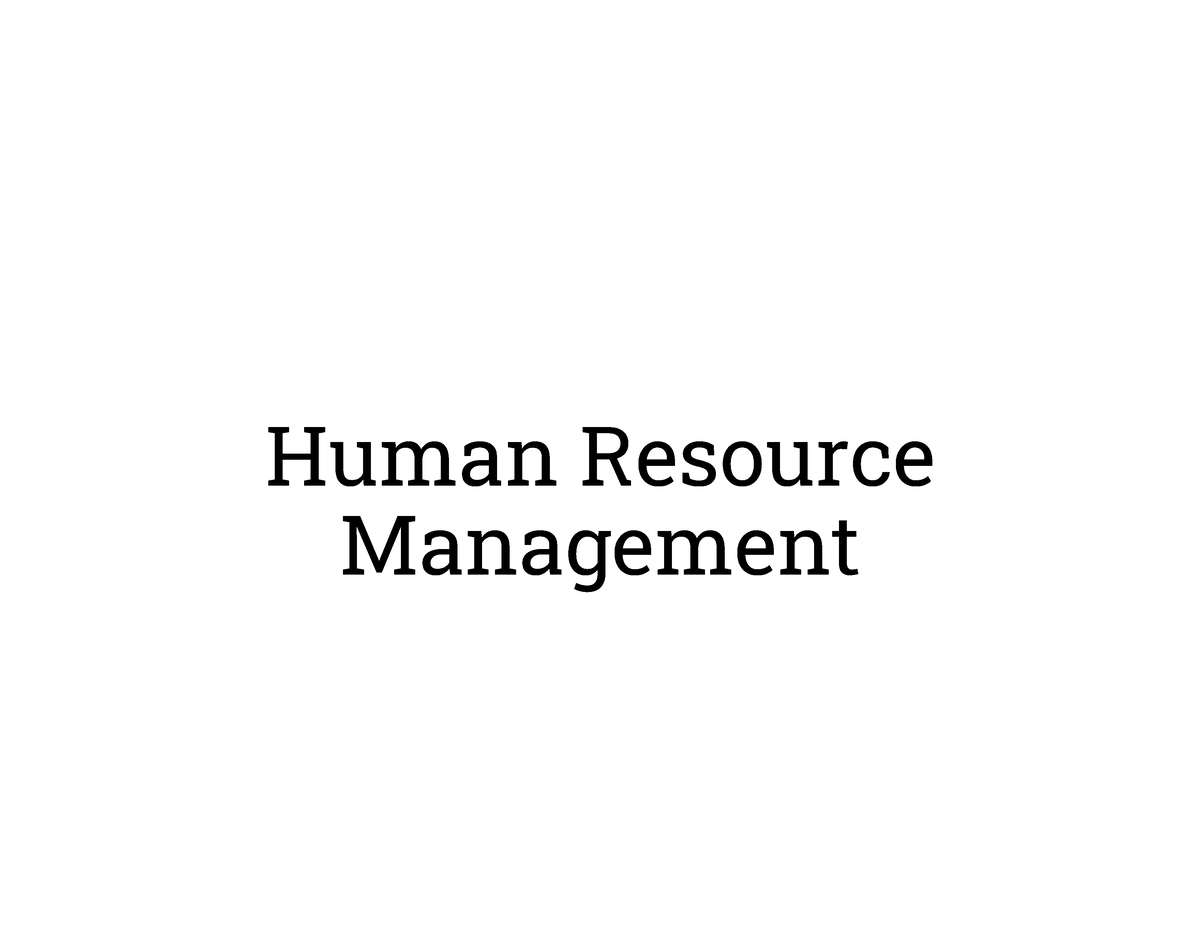 Human Resource Management Chapter 1 - Human Resource Management CHAPTER ...