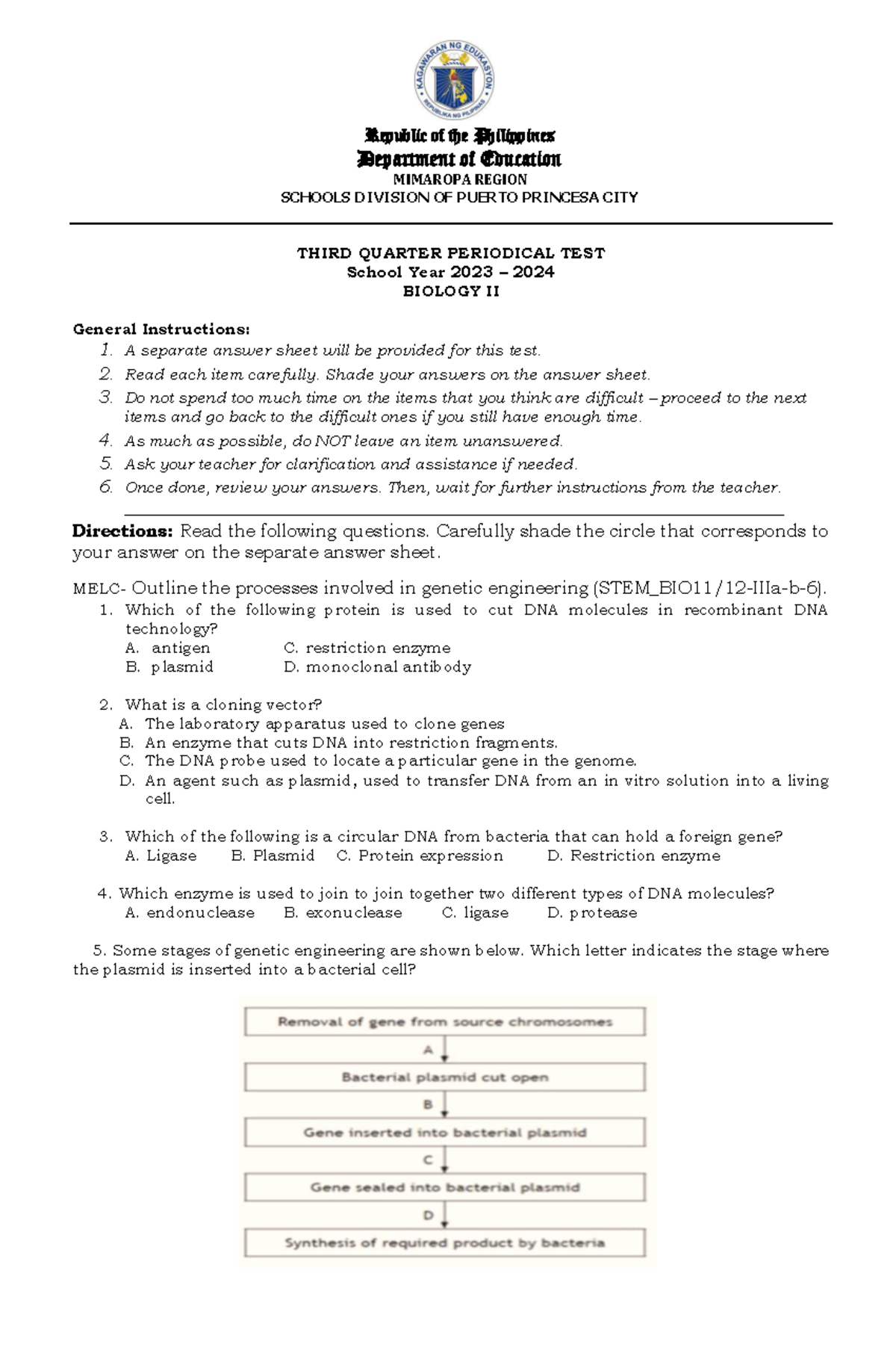 Q3 Biology-II - summative test - THIRD QUARTER PERIODICAL TEST School ...