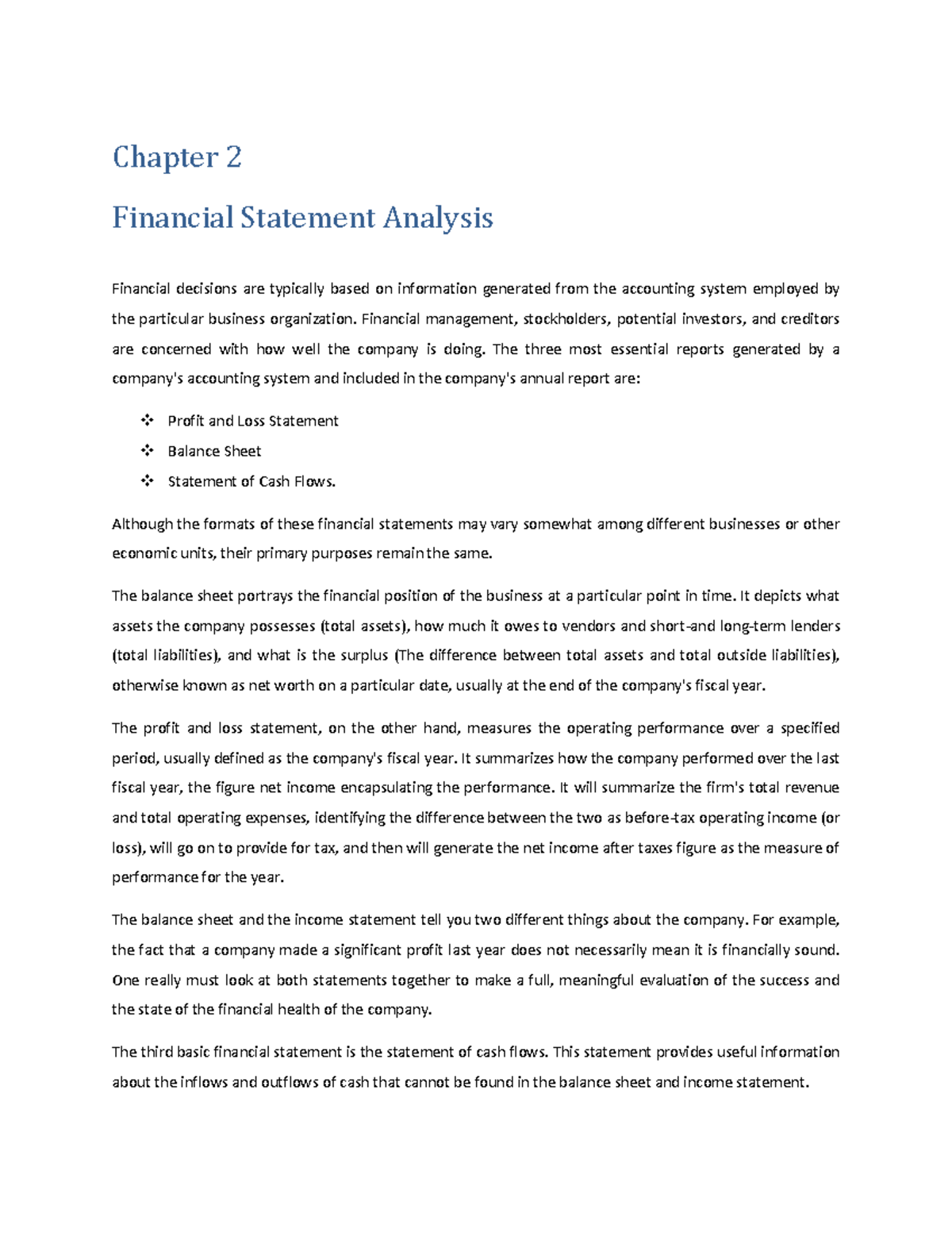 Chapter 2 - A notes on maagerial finance. - Chapter 2 Financial ...