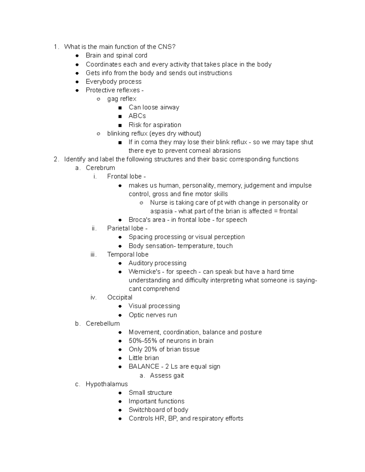 Neruo case study - medsurg 1 notes mcweeney - What is the main function ...