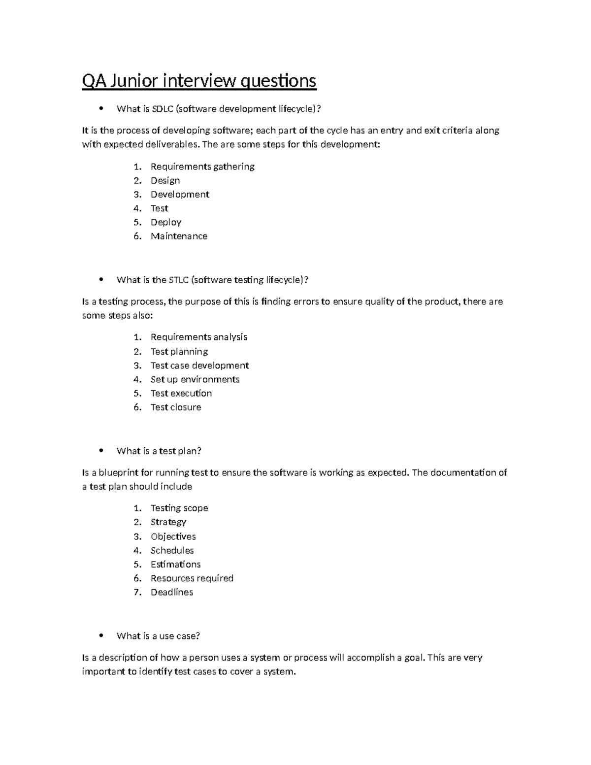 QA interview questions - QA Junior interview questions What is SDLC ...