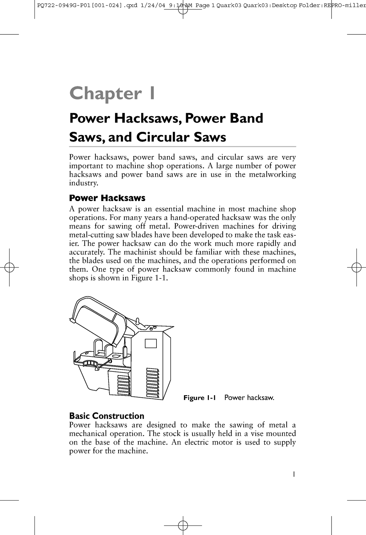 4 way hacksaw machine literature review