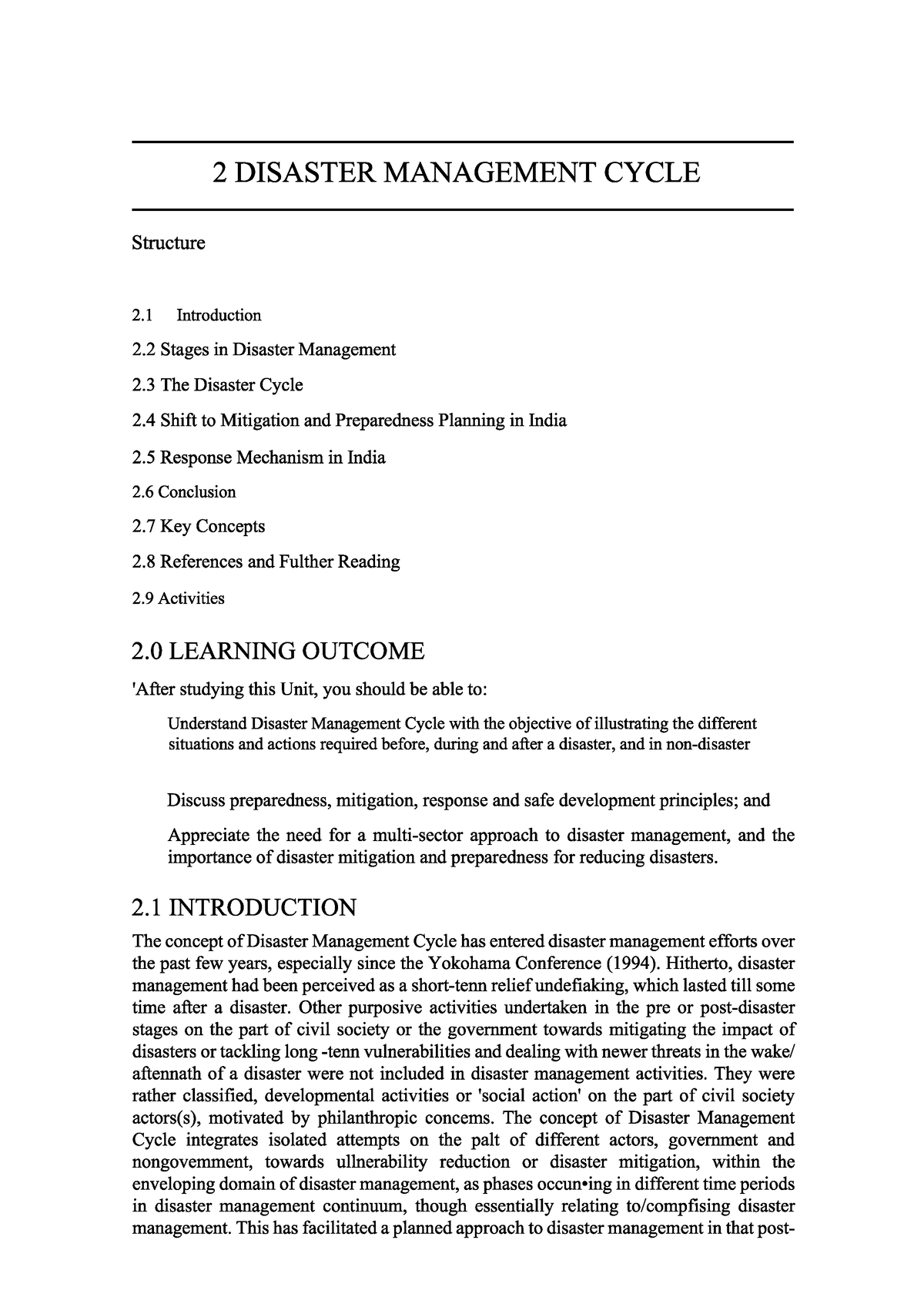 Disaster Management Cycle Unit 2 - Civil Engineering - Studocu