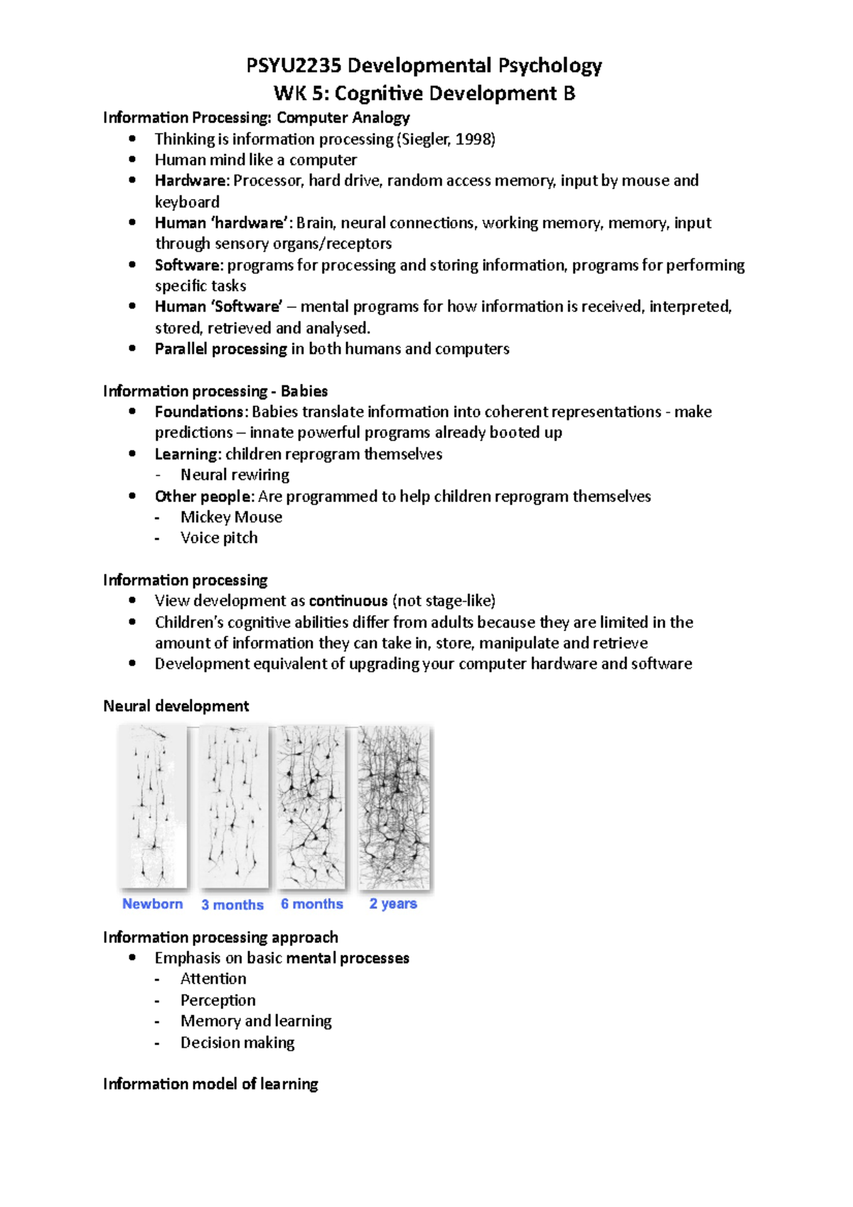 PSYU2235 WK5 Cognitive Development B - WK 5: Cognitive Development B ...