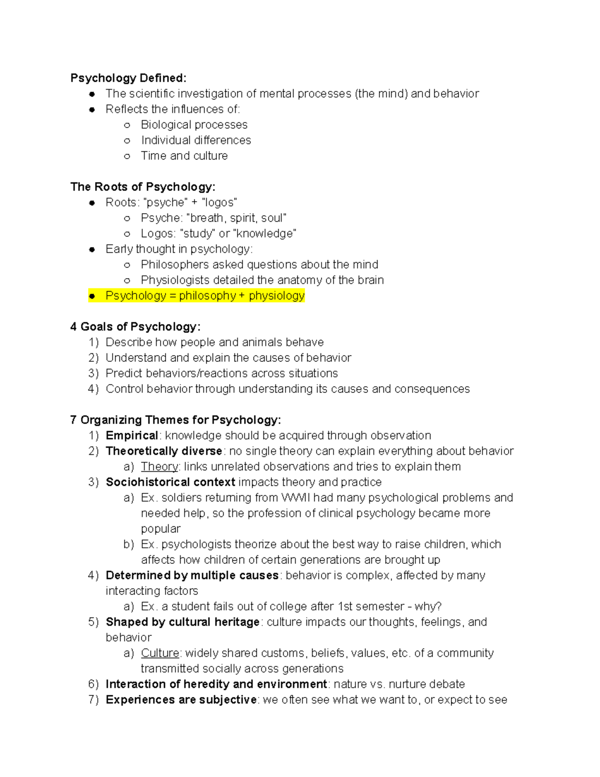 Lecture #2 Psychology Defined - Psychology Defined: The Scientific ...