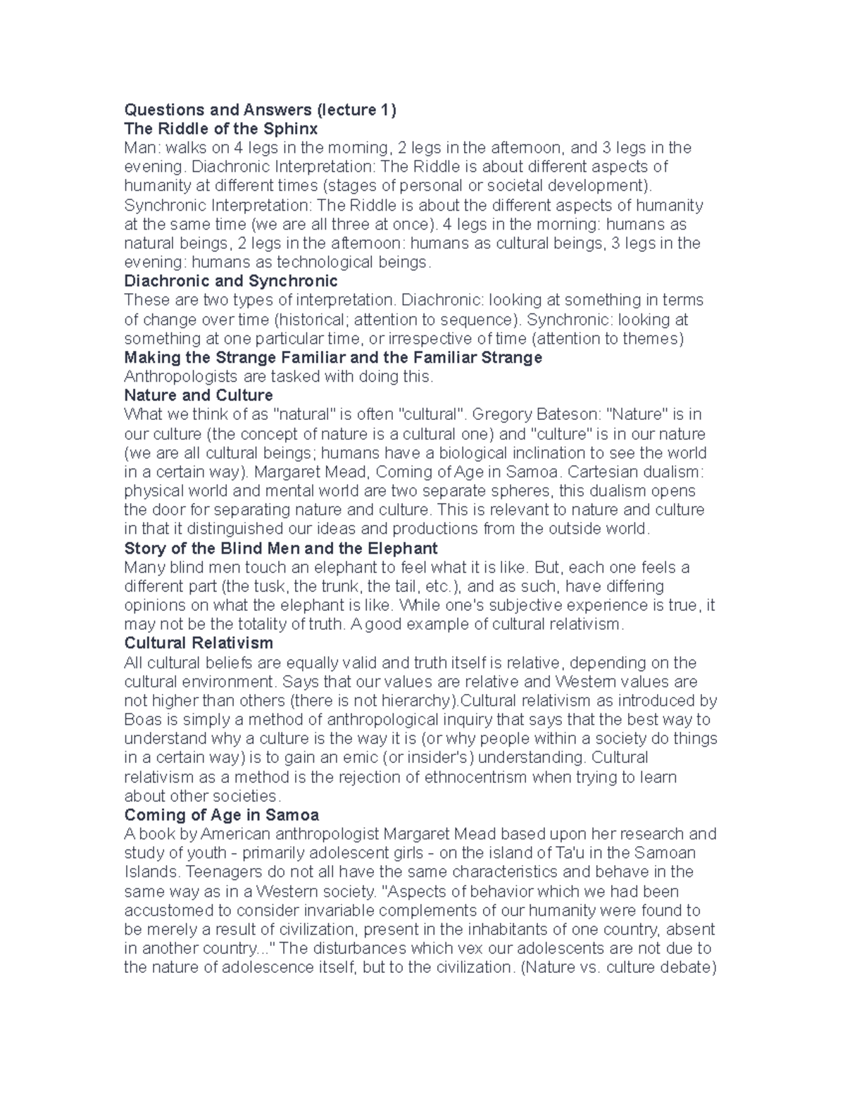 Questions and Answers - good - Questions and Answers (lecture 1) The ...