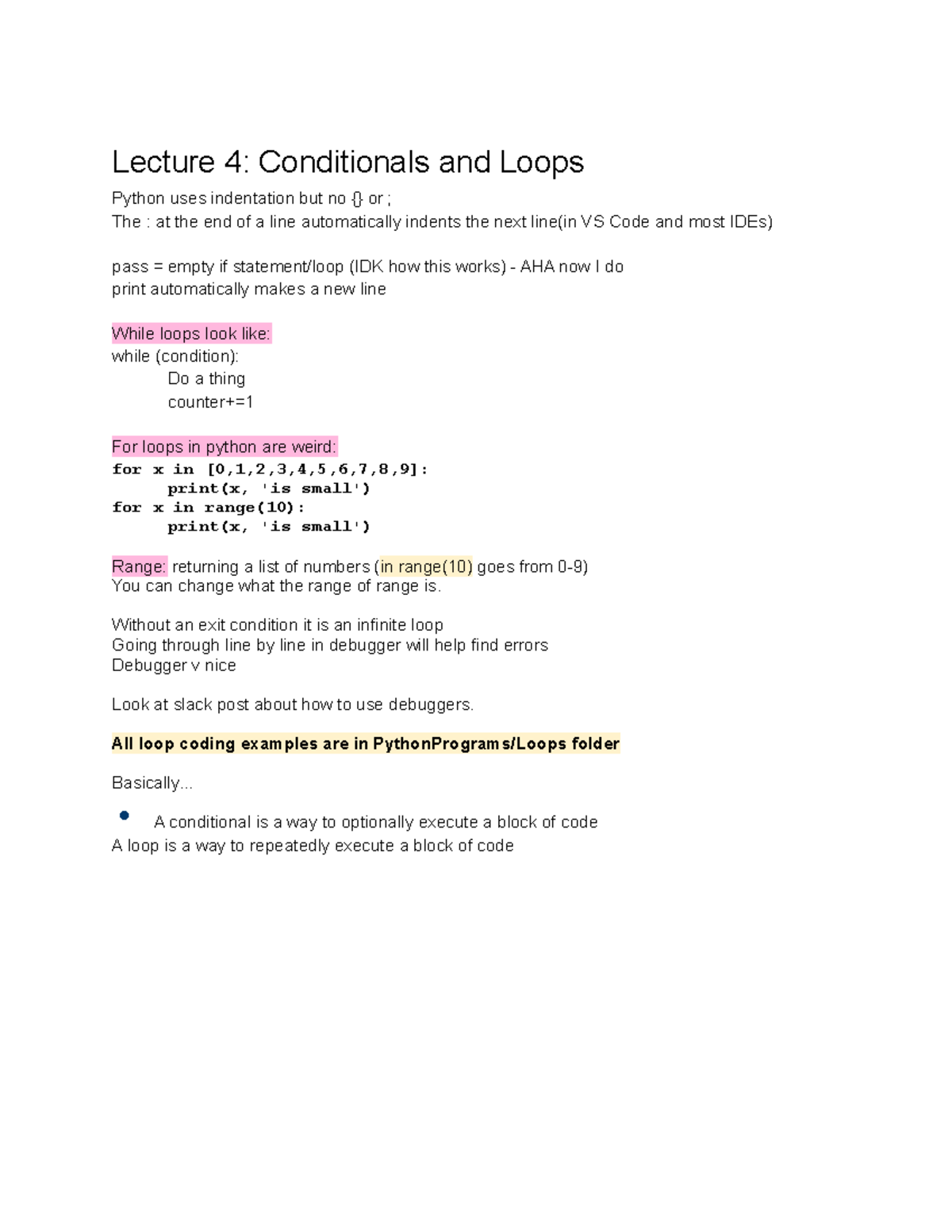 Lecture 4 - Conditionals and Loops - Lecture 4: Conditionals and Loops ...