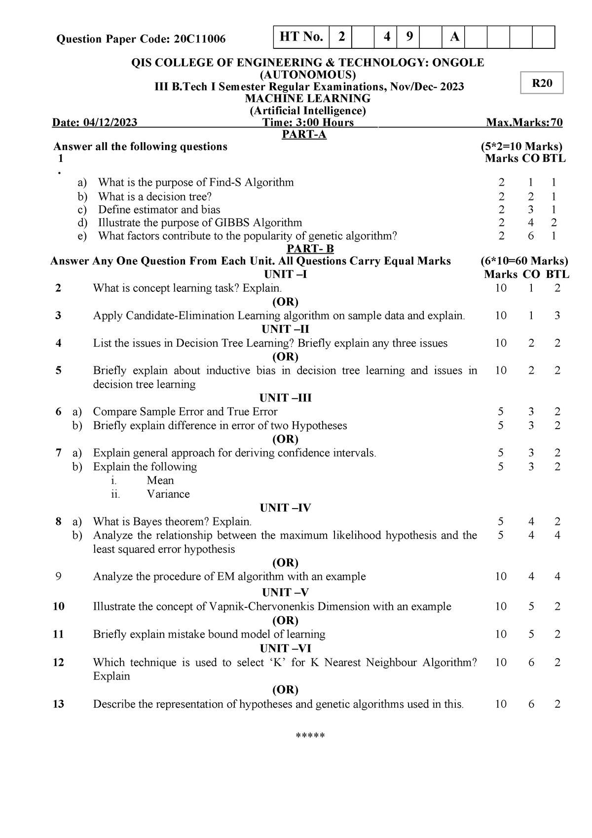 ML@04 - Question Paper Code: 20C QIS COLLEGE OF ENGINEERING ...