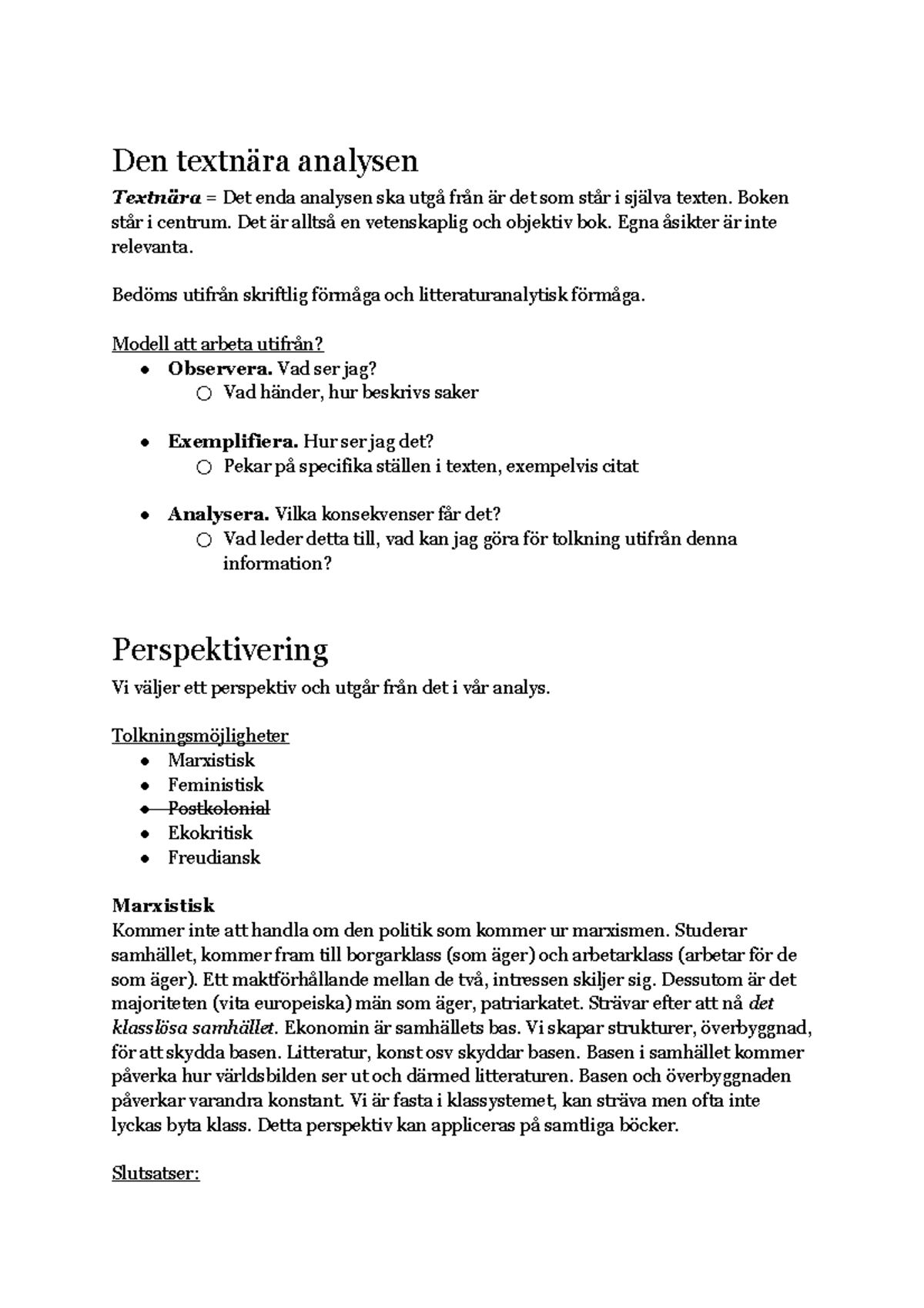 Svenska 3 – Litterär Analys - Den Textnära Analysen Textnära = Det Enda ...