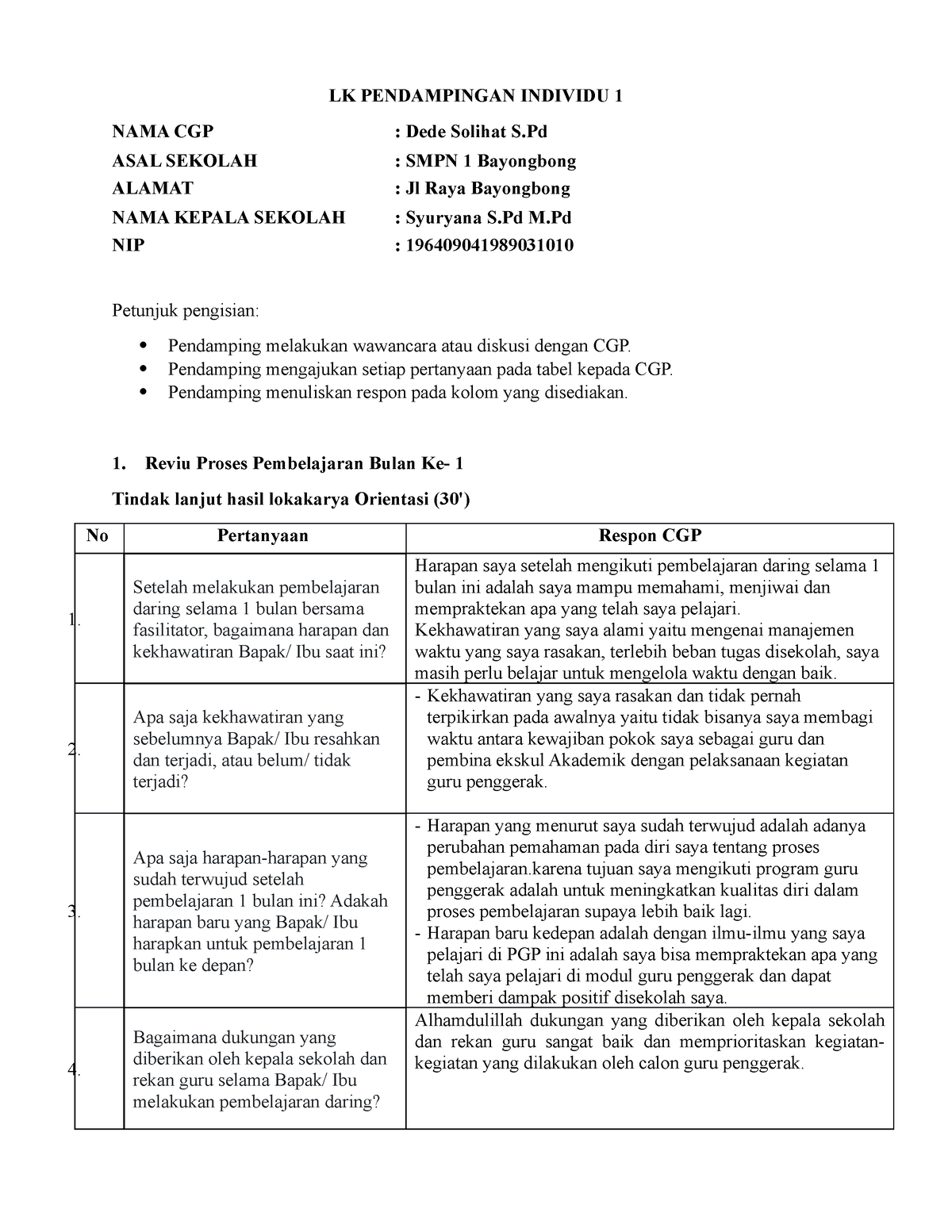 LK Pendampingan Individu 1 (1) - LK PENDAMPINGAN INDIVIDU 1 NAMA CGP ...