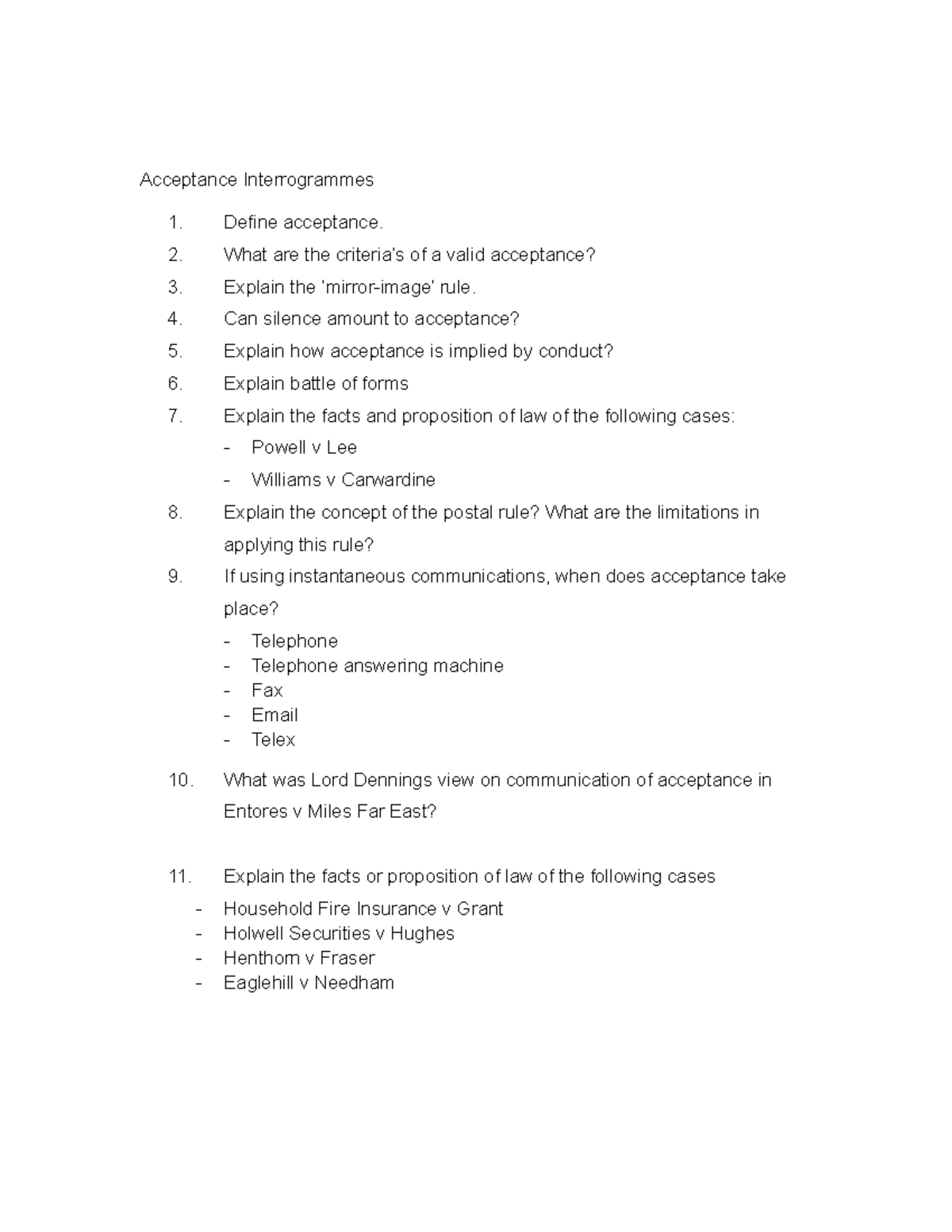Short questions - sgs - Acceptance Interrogrammes Define acceptance ...