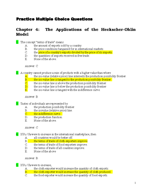 Chapters 8&9 MC-Tariffs And Trade Policy - Practice Multiple Choice ...