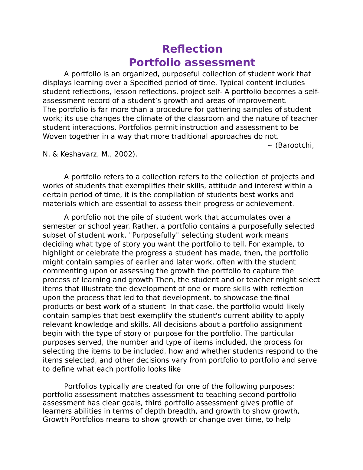 Portfolio Assessment Reflection Portfolio Assessment A Portfolio Is   Thumb 1200 1553 