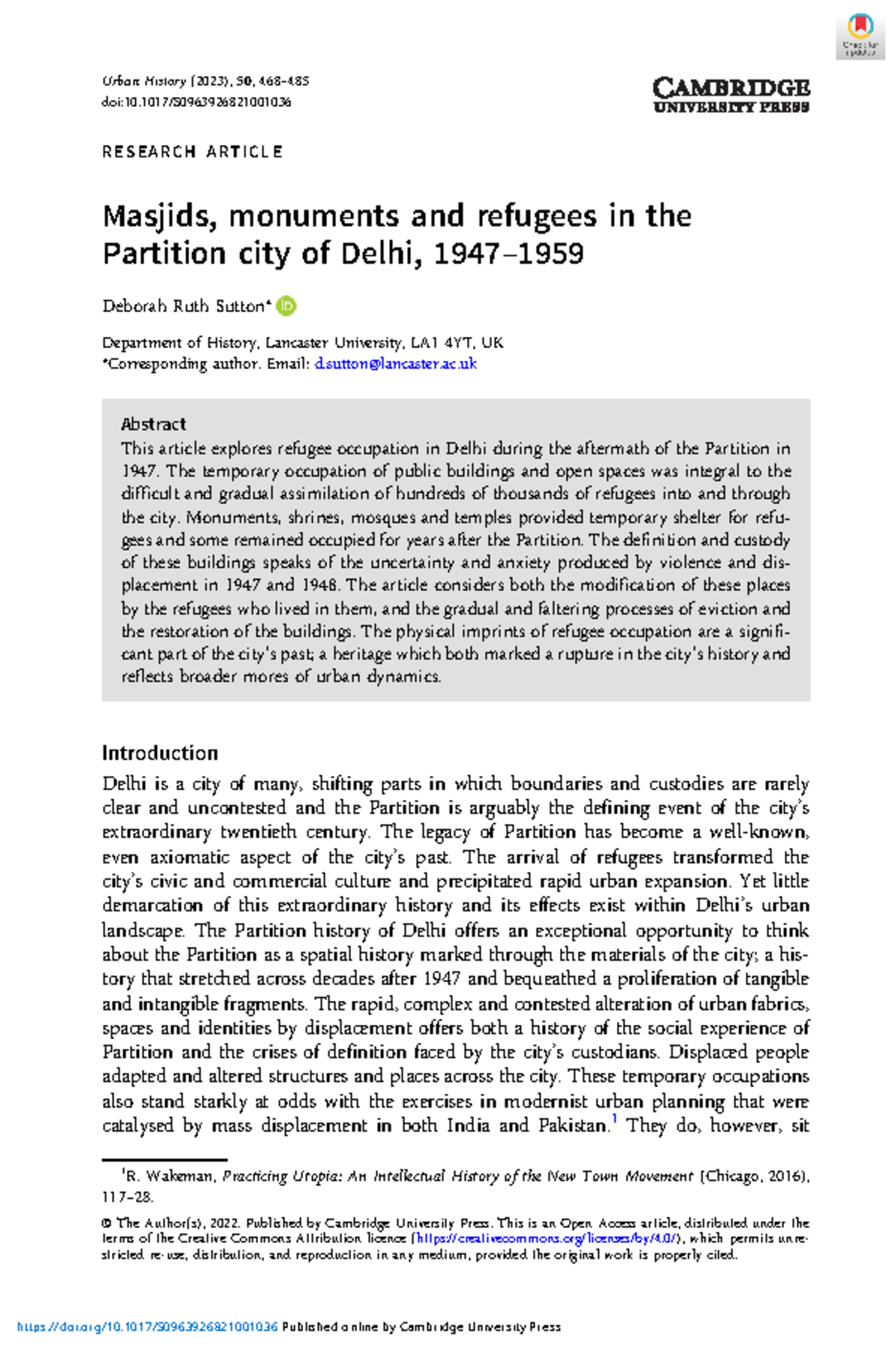 Masjids monuments and refugees in the partition city of delhi 1947 1959 ...
