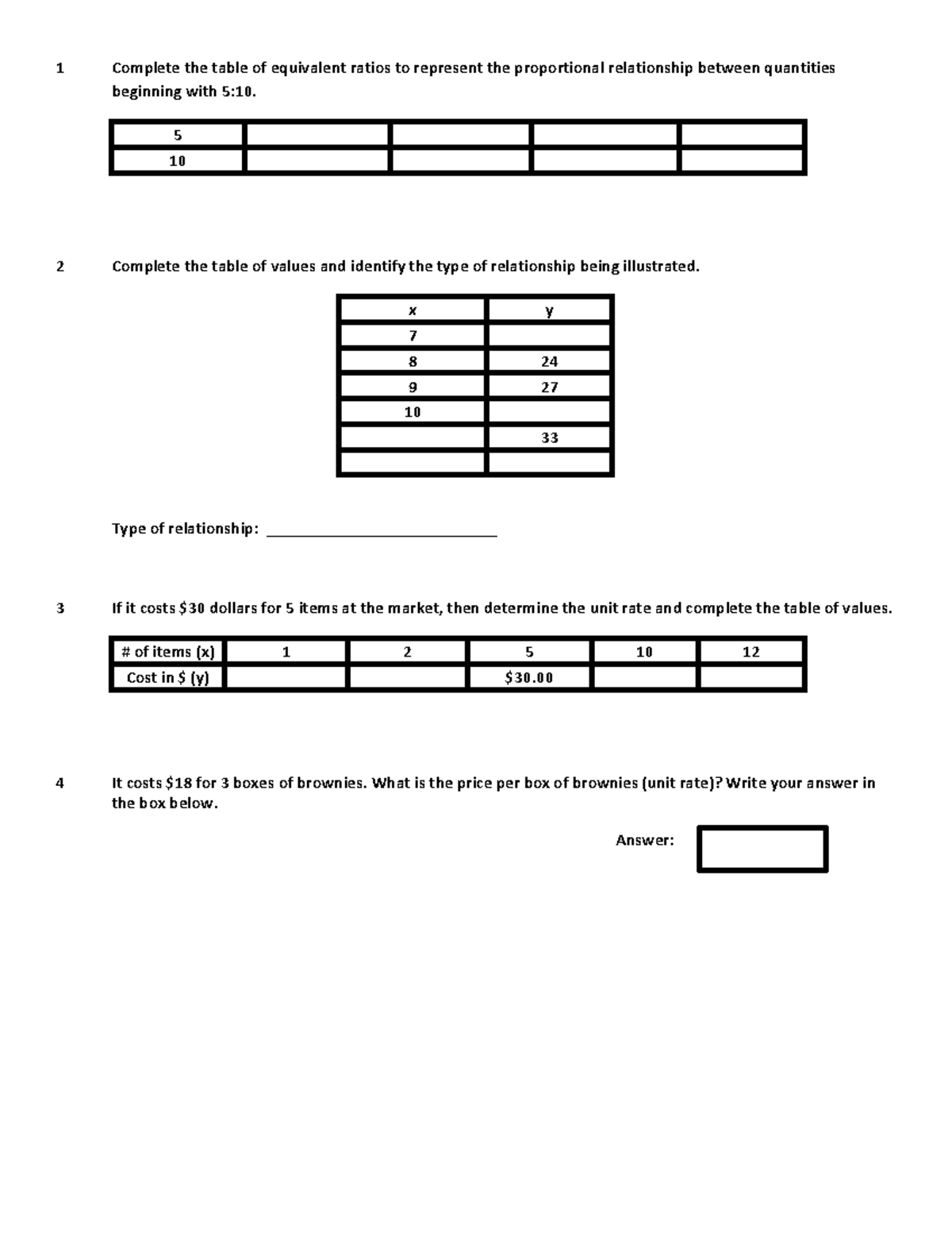 Tania Young 6.12 ad TEST 1 Complete the table of equivalent ratios
