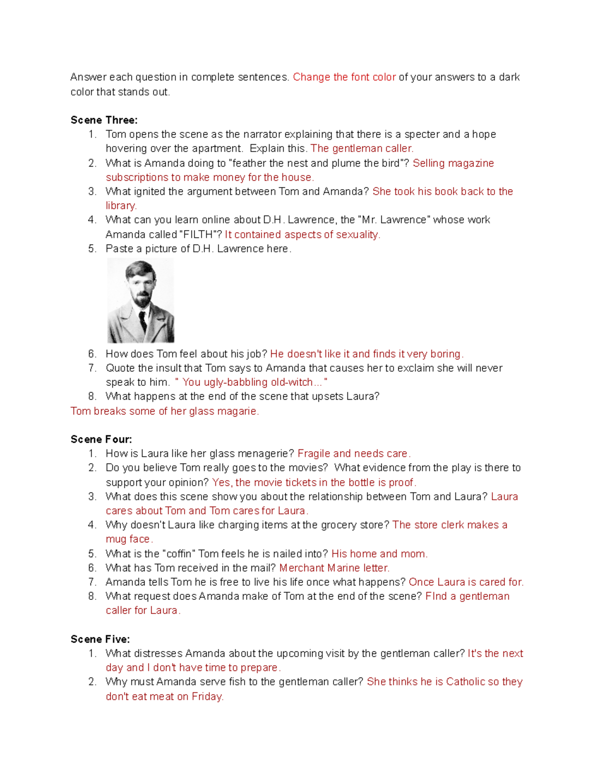 Copy of GM Study Questions Scenes 3-6 - Answer each question in ...